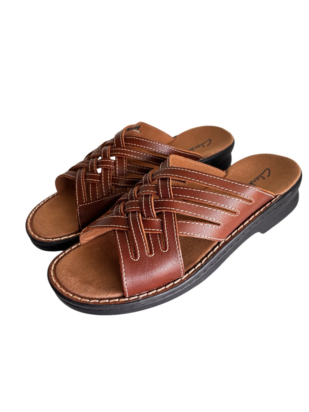 Clarks Lexi Salina Womens Size 8 Brown Leather Comfort Sandal Slip-on Slides NEW